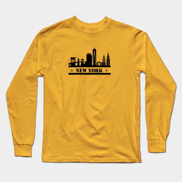 New York Skyline Long Sleeve T-Shirt by zoddie